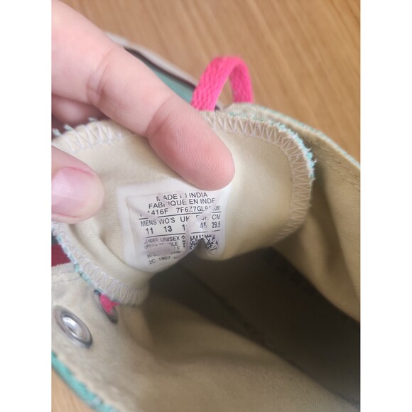 Converse All Star Chuck Taylors Seafoam Green Hi Tops w/ Pink Laces M 11 W 13 - Picture 11 of 12